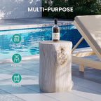 SUNBURY Stump Side Table, Concrete Side Table, Patio Faux Wooden End Table - Image 6
