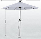 ABCCANOPY Durable Solar Led Patio Umbrellas with 32LED Lights 9FT (Light Gray)