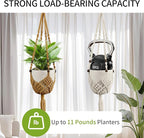 Macrame Plant Hanger - Fits 3 to 6 inches Pots for Indoor Outdoor, 35 Inch, Set of 2, Brown (POTS NOT Included)