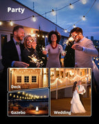 VIPAR Outdoor String Lights 60FT LED Patio Lights LED Waterproof with 26+2 Shatterproof ST38 Edison Bulbs, 2700K Connectable Outside Hanging Light for Porch, Garden, Backyard, Deck, Balcony, Decor