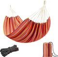 JoyView Brazilian Hammock for Single Preson Portable Hammock with Hanging Ropes & Carry Bag Large 78.8x39.4” for Patio 300LBS Capacity Perfect for Outdoor/Indoor - Red Stripe