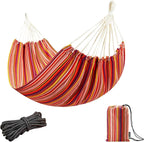 JoyView Brazilian Hammock for Single Preson Portable Hammock with Hanging Ropes & Carry Bag Large 78.8x39.4” for Patio 300LBS Capacity Perfect for Outdoor/Indoor - Red Stripe