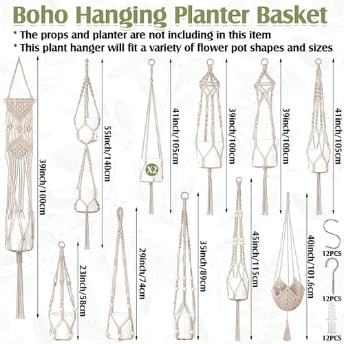 12 Pcs Macrame Plant Hangers Macrame Hanging Planters
