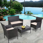 Homall 4 Pieces Outdoor Patio Furniture Sets Rattan Chair Wicker Set,Outdoor Indoor Use Backyard Porch Garden Poolside Balcony Furniture (Black and Beige)