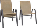 Betterhood Patio Chairs Set of 4, Stackable Outdoor Dining Chairs Set with Breathable Seat Fabric, All-Weather Powder-Coated Metal Frame for Deck, Pool Side and Backyard, 350LBS Capacity (Khaki)