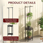 Plant Stand Indoor Outdoor - Heavy Duty Metal 2-tier Hanging Plant Holder Space-Saving Iron Plant Stands Tall Plant Shelf for Living Room Garden Balcony（Black）