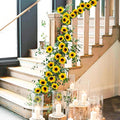 Artificial Sunflower Garland, 7.5 Ft Green Silk Vines, 12 Pack