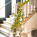Artificial Sunflower Garland, 7.5 Ft Green Silk Vines, 12 Pack