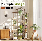 Bamworld 74.4" Tall Plant Stand Indoor Outdoor Wood Plant Shelf Hanging Plant Rack Tiered Flower Stands for Multiple Plants for Living Room Garden Balcony Patio