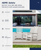 KINGYES Oversized Outdoor Rocking Chair Set of 2, All-Weather Patio Rocking Chairs for Porch, HDPE Outdoor Patio Rockers with High Back & Wide Seat for Garden, Lawn, White