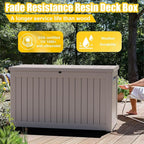 ROJIK Outdoor Storage Housing Deck Box - Waterproof Patio Furniture, Garden Tools, Cushions, Pool Accessories Storage Bench with Lockable Lid and Side Handles (Grey, 275 Gal)