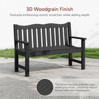 Stoog All-Weather Outdoor Benches Set of 2, Never Fade & Rust-Proof HIPS Plastic Garden Bench, 800lb Capacity, Used for Patio, Backyard, Porch, Black
