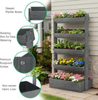 DoCred Vertical Wooden Raised Garden Bed, 5 Tier Upgraded Garden Planters Freestanding Wood Plant Stand Flower Rack Wooden Planter Box for Plants Herbs Flowers Vegetables Outdoor Indoor