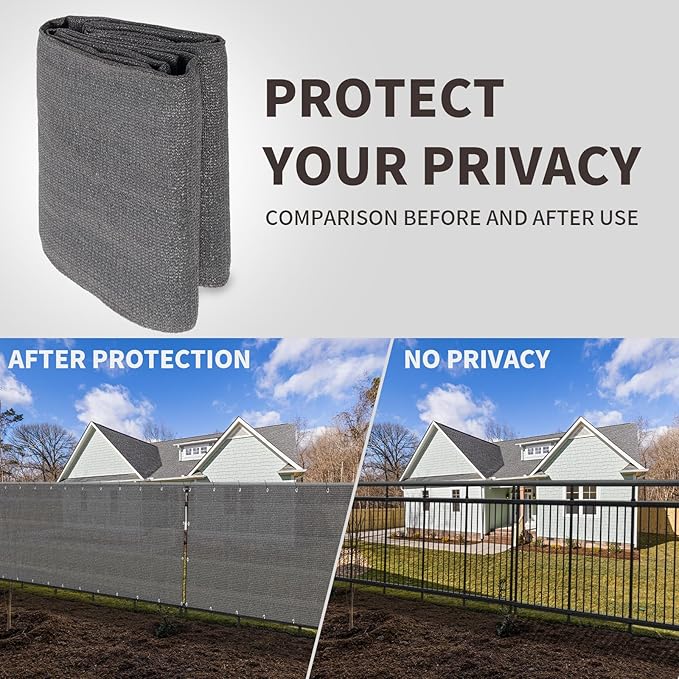 LOVE STORY Custom Size 2'6''x33' Dark Grey Balcony Privacy Screen,UV Block Privacy Fence Screen,90% Shield for Outdoor Pool Garden Apartment Railing