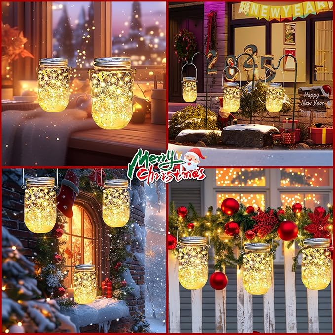 Solar String Lights, 12 Pack Mason Jar Lid Lights, 30 Warm White LEDs