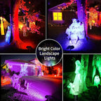 JSOT 4 Pack Halloween Solar Spot Lights Outdoor- RGB Solar Lights Outdoor Waterproof Color Changing Spotlights Christmas Decor, Outside Landscape Lighting for Yard Driveway Tree
