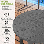 Y&M Outdoor Side Table, Waterproof Four-Legged Round Entryway End Table, Single-Tier HDPE Modern Small Coffee Nightstand for Bedroom, Living Room, Patio, Indoor or Outdoor Use, Dark Gray
