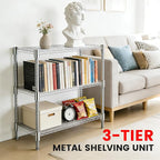 Xcity Storage Shelves, 3 Tier Heavy Duty Metal Shelving Unit, 1200 LBS Capacity Adjustable Steel Wire Shelf Organizer for Pantry, Kitchen, Garage, 14" D x 36" W x 36" H, Chrome
