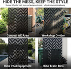 Metal Privacy Screen Outdoor – 6FT Freestanding Decorative Steel Panel with Stand, Laser-Cut Chevron Pattern Modern Privacy Divider, Rustproof & Weather-Resistant Screen for Patio, Garden & Backyard