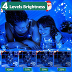 String Lights 196 ft Blue LED Outdoor Remote Timer