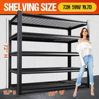 72" H Garage Shelving Heavy Duty Storage Shelves, Adjustable Metal Shelving Unit, Utility Garage Organizer Shelf for Basement, Pantry, Kitchen, Warehouse, Supermarket, 59" W x 19.7" D x 72" H