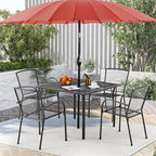 AECOJOY 39.4" Outdoor Patio Dining Table for 4, Square Metal Patio Table with 1.6" Umbrella Hole, All-Weather Resistant Outdoor Furniture Tables for Patio, Backyard, Garden, Poolside (Dark Grey)