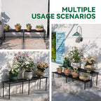 Metal Plant Stand, Rust-proof Aluminum Flower Pot Stand, Heavy Duty Planter Display Shelving for Patio Balcony Garden Living Room Decorative (Black, 47.2 Inch)