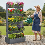 Wooden Vertical Raised Garden Bed, 5 Tier Garden Planters Raised Beds Freestanding Plant Stand Flower Rack Wooden Planter Box for Plants Herbs Flowers Vegetables Outdoor Indoor Gardening