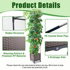 Raised Garden Bed with Tomato Planter Cage,50.4" Self Watering Tomato Planter with Plastic Coating Steel Pipe for Climbing Vine Flowers Outdoor, Tomatoes Cage with Trellis Wheels, 1Pack