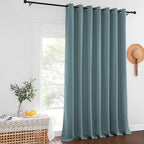 NICETOWN Blackout Curtains for Sliding Glass Door Room Divider Noise Reduce Curtain Panel Portable Window Screen Sliding Partition, W100 x L102 inches, 1 Panel, Greyish Blue