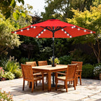 ABCCANOPY Durable Solar Led Patio Umbrellas with 24LED Lights 7.5FT (Red)