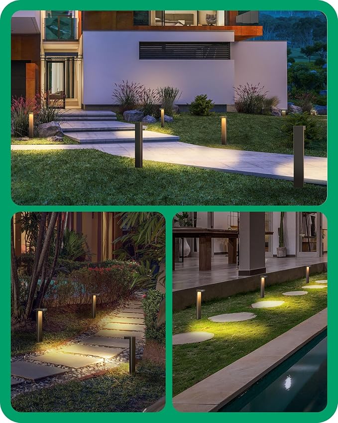 EDISHINE Low Voltage Pathway Lights Wired, 3000K 3.2W 50,000Hrs Waterproof LED Outdoor Landscape Lighting with Connectors, 12V Modern Cast-Aluminum Landscape Path Lights for Walkway Garden, 4 Pack