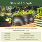 32" Extra Tall Raised Garden Bed Kits, 3.5 x 3.5 x 2.7ft Raised Planter Box Outdoor, 2 x 5 x 2.7ft Deep Root 4 in 1 Modular Metal Raised Beds for Gardening Vegetables Flowers Fruits - Terra Cotta