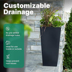 Step2 Tremont Tall Square Tapered Planter, 28", Indoor/Outdoor Plants, Efficient Drainage, Durable Resin, Onyx Black
