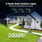 6000LM Solar Lights Outdoor Waterproof, 6 Heads Solar Flood Lights Outdoor with 2 Motion Sensor, 310 LED Motion Light with Remote Control for Yard Outside House Patio 3 Pack