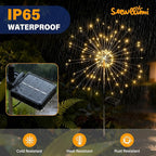Solar Garden Lights Outdoor Decorative, 4pack 120 LED Firework Lights Waterproof，Solar Fairy Lights for Outside,Garden,Yard, Patio,Pathway,Flowerbed,Party(Warm White)
