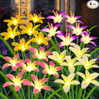 Solar Garden Lights New Upgraded Solar Wild Lily Flower Lights, Yard Patio Pathway Deco High Flexibility Copper Wire & Handmade Silk Artificial Flowers Never Wither, Gift for Family Friends