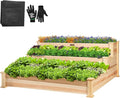 VIVOSUN 3-Tier Wooden Raised Garden Bed, 48 x 48 x 21 Inches, Outdoor Wood Planter Kit for Plants, Herbs, and Vegetables for Garden, Patio, Balcony, Backyard and Outdoors
