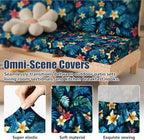 Cushion Covers 8 Pack Tropical Flower Stretch Fit Patio Seat Covers