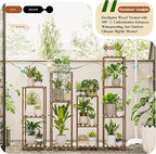Bamworld 4 Sets Tall Plant Stands Indoor Outdoor Combo Plant Shelves Wooden Plant Holder Rack for Multiple Plants Flower Stands for Living Room Balcony Garden Patio Lawn Window
