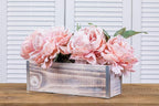 Wood Planter Box with Tin Style, 12x4 Inch Rectangular, Whitewash, Plastic Liner, Garden Centerpiece Display, Wedding Flowers Holder, Home and Venue Decor (12x4 w/ Tin Set of 4, Whitewash)