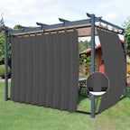 Easy-Going Outdoor Patio Curtains Detachable Tab Top Windproof Weatherproof Curtain for Cabana, Porch, Pergola and Gazebo, Tab Bottom Drape, 2 Panels, 110W x 96L inch, Gray
