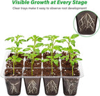 Bonviee 12 Packs Seed Starter Tray with Drainage Holes, Reusable & Durable, Clear for Root Monitoring, Easy to Repotted Without Root Damage, 12 Cells per Tray