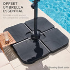 Best Choice Products 4-Piece 155lb Capacity Heavy-Duty Cantilever Offset Patio Umbrella Stand Square Base Plate Set w/Easy-Fill Spouts for Water or Sand - Brown