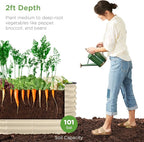 Best Choice Products 4x2x2ft Outdoor Metal Raised Garden Bed, Oval Deep Root Planter Box for Vegetables, Flowers, Herbs, and Succulents w/ 101 Gallon Capacity, Rubber Edge Guard - Beige