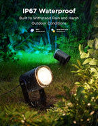 Govee Outdoor Spot Lights 2, IP67 Waterproof Spotlights, Landscape Lights Work with Matter, Alexa, and Google Assistant, RGBWIC Color Changing Light for Outdoor Decor, Patio Decorations, 2 Pack