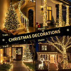 String Lights, 1200 LED Warm White, 315 ft with 8 Modes and Remote