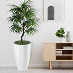 2 Packs 21 inch Tall Planter, Indoor Outdoor Round Planter for Porch, Large Plant Pot with Drainage Hole for Home Garden Front Door, Modern Decorative Pots for Plants (White)