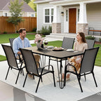 JEAREY Patio Dining Chairs Set of 6, Outdoor Stackable Dining Furniture Set, All Weather Dining Set for Lawn, Garden, Backyard, Poolside, Grey
