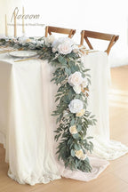 Artificial Eucalyptus Greenery Garland, 6 Ft Cream White Faux Silk